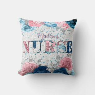 Elegant Nurse Pink Blue Silver Personalisierte Blü Kissen