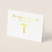Elegant Nurse Student Graduate Gold Caduceus Name Folienkarte (Vorderseite)