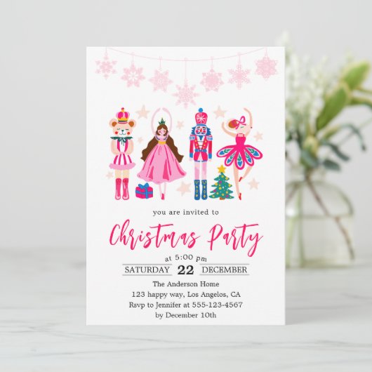 Elegant Nutcracker Ballet Christmas Party Einladung (Stehend Vorderseite)