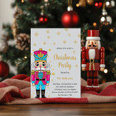 Elegant Nutcracker Christmas Party | Gold Glitter Einladung