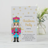Elegant Nutcracker Christmas Party | Gold Glitter  Einladung (Stehend Vorderseite)