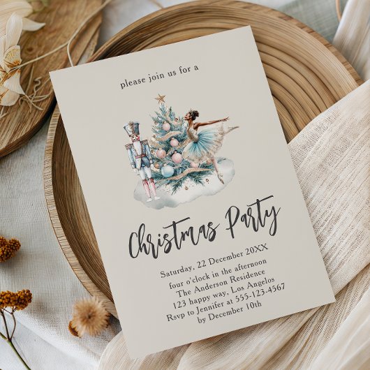 Elegant Nutcracker Christmas Tree Party Einladung