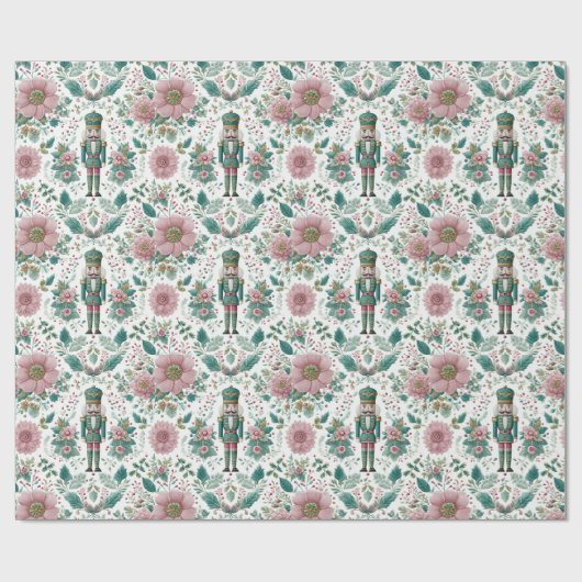 Elegant Nutcracker & Flowers Print Geschenkpapier (Flach)