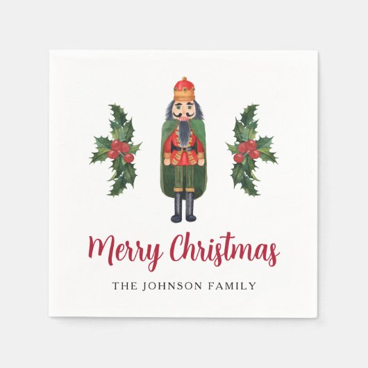 Elegant Nutcracker Frohe Weihnachten Serviette (Vorderseite)