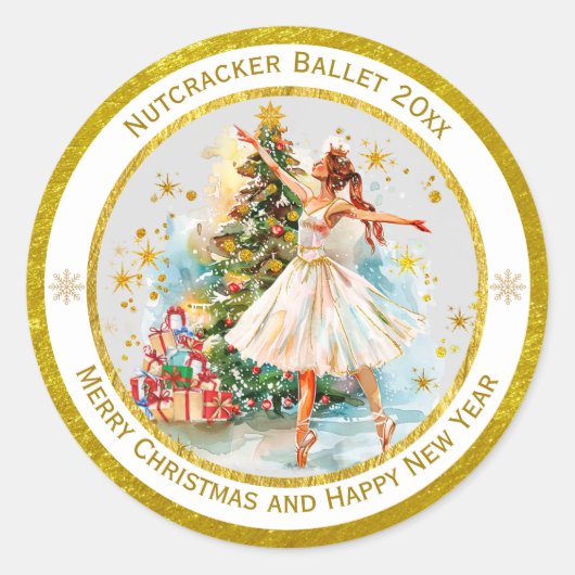 Elegant Nutcracker Merry Christmas and New Year Runder Aufkleber (Vorderseite)