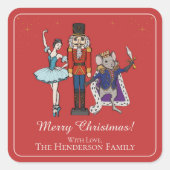  Elegant Nutcracker Merry Christmas Quadratischer Aufkleber (Vorderseite)