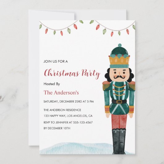 Elegant Nutcracker Weihnachtsfeiertage Party Einla Einladung (Vorderseite)