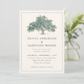 Elegant Oak Tree Green QR Code Southern Wedding Einladung (Stehend Vorderseite)