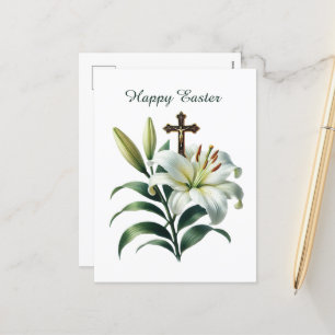 Elegant Oaster Lilly Cross religiös Feiertagspostkarte