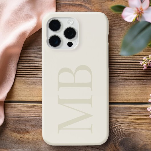 Elegant Oatmehl Minimalistisch Initial Monogram Case-Mate iPhone Hülle