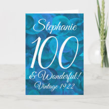 Elegant Ocean Blue 100 & Wonderful Birthday
