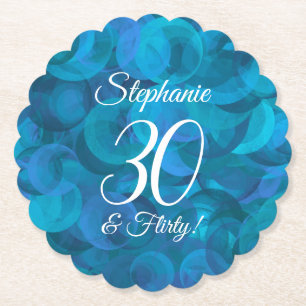 Elegant Ocean Blue 30 & Kokette Geburtstagsparty Untersetzer