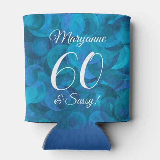 Elegant Ocean Blue 60 und Sassy Birthday Party Dosenkühler (Rückseite)