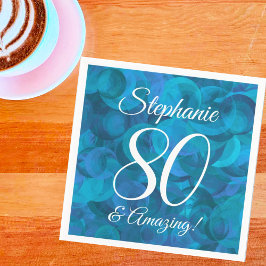Elegant Ocean Blue 80 und Phantastische Geburtstag Serviette