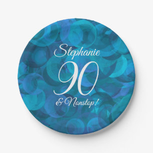 Elegant Ocean Blue 90 und Nonstop Geburtstagsparty Pappteller