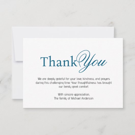 Elegant ocean blue Traditional Sympathy Funeral Dankeskarte (Vorderseite)