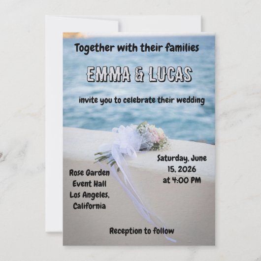 Elegant Ocean Wedding Invitation | Beach Theme | E Einladung (Vorderseite)