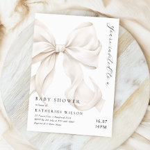 Elegant Off White Bow Baby Dusche