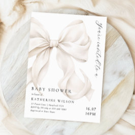 Elegant Off White Bow Baby Dusche Einladung