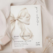 Elegant Off White Bow Baby Dusche Einladung
