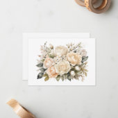 Elegant Off-White Floral Bouquet Flat Mitteilungskarte (Vorderseite/Rückseite Beispiel)