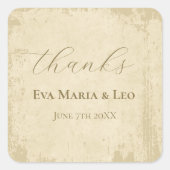 Elegant Off-White Grunge Wedding Danke Quadratischer Aufkleber (Vorderseite)