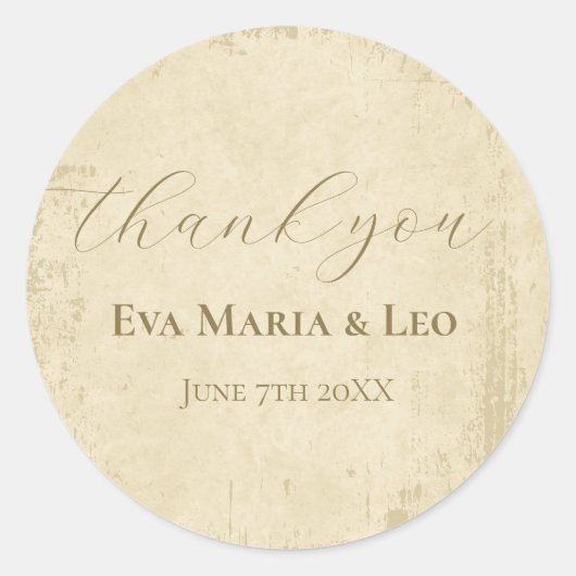 Elegant Off-White Grunge Wedding Vielen Dank Runder Aufkleber (Vorderseite)