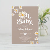 Elegant Oh Baby Daisy Blume Boho Baby Shower Einladung (Stehend Vorderseite)