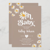 Elegant Oh Baby Daisy Blume Boho Baby Shower Einladung (Vorne/Hinten)