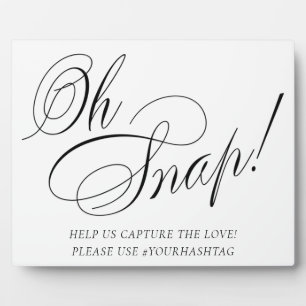 Elegant Oh Snap Black Calligraphy Chic Hashtag Fotoplatte