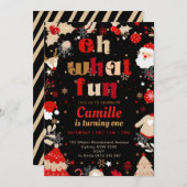 Elegant Oh What Fun Christmas  Birthday Party Einladung (Vorne/Hinten)