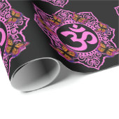 Elegant ohm mandala Design Rosa lila Schmetterling Geschenkpapier (Rolleneckpunkt)