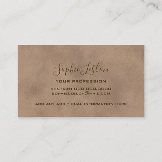 Elegant Old Brown Card with Script Name Telefonnummerkarte (Vorderseite)