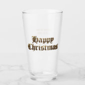 Elegant Old English Lettering Frohe Weihnachten Glas (Vorderseite)