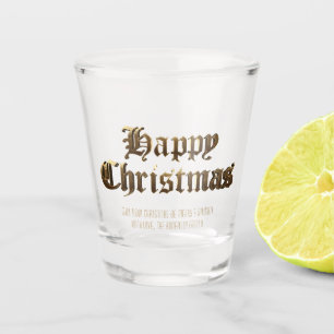 Elegant Old English Lettering Frohe Weihnachten Schnapsglas