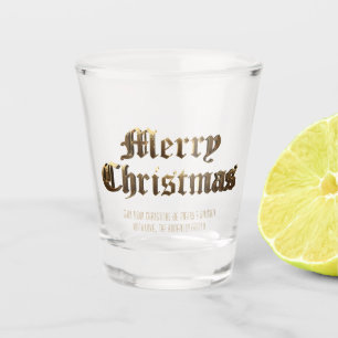 Elegant Old English Lettering Frohe Weihnachten Schnapsglas