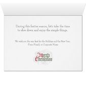 Elegant Old English Merry Christmas Calligraphy (Innenansicht Horizontal (Unten))