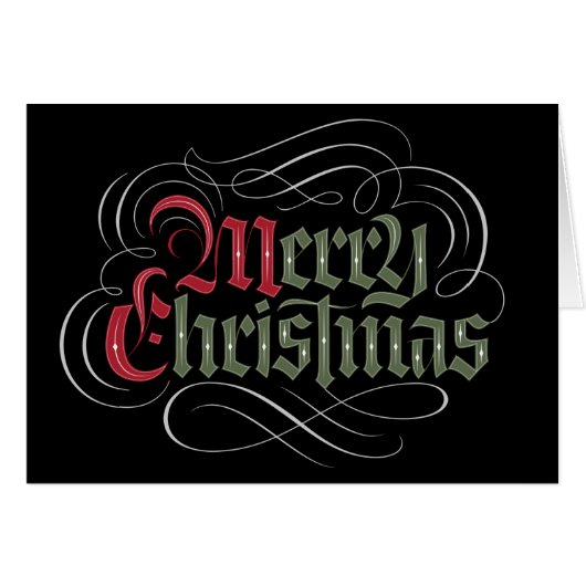 Elegant Old English Merry Christmas Calligraphy (Vorderseite (Horizontal))