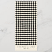 Elegant Old Money Black Ivory Checkered Wedding Menükarte (Vorderseite)