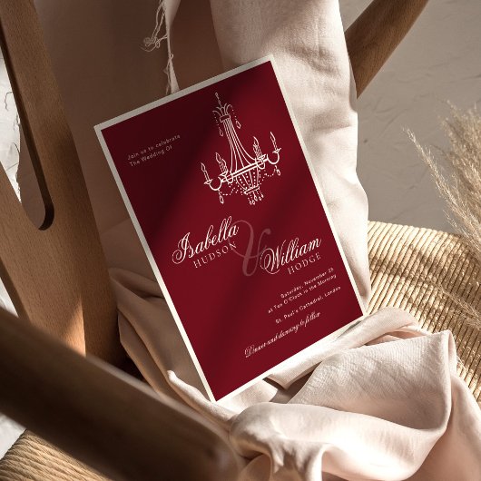 Elegant Old Money Deep Burgundy Timeless Wedding Einladung