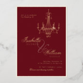 Elegant Old Money Deep Red Photo Timeless Wedding Folieneinladung (Vorderseite)