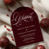Elegant Old Money Script Burgundy Wedding Einladung