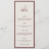 Elegant Old Money Wedding Red Dinner Menu Card Menükarte (Vorderseite)