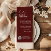 Elegant Old Money Wedding Red Dinner Menu Card Menükarte