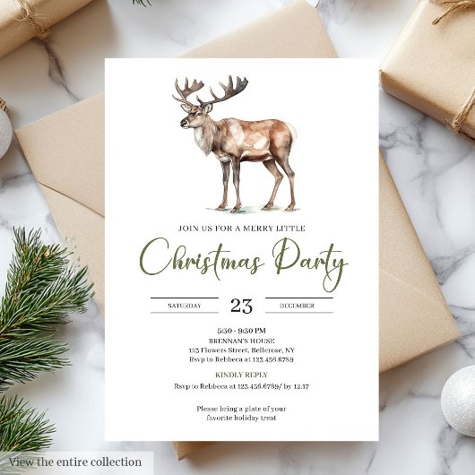 Elegant Olive Beige Minimalist Christmas Party Einladung