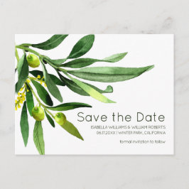 Elegant Olive Boho Garden Save the Date Hochzeit Ankündigungspostkarte