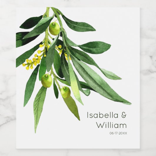 Elegant Olive Boho Garden Wedding Weinetikett (Einzelnes Label)