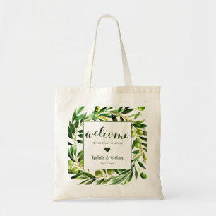 Elegant Olive Boho Garden Wedding Welcome Gefallen Tragetasche
