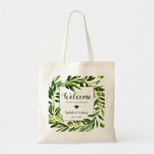 Elegant Olive Boho Garden Wedding Welcome Gefallen Tragetasche
