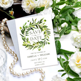 Elegant Olive Boho Save the Date Wedding Card